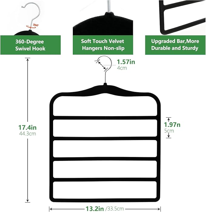 Closet Organizers and Storage,3 Pack Organization and Storage Pants-Hangers-Space-Saving,Velvet Hanger for Dorm Room for College Students Girls Boys Guys Hanging Jean Scarf