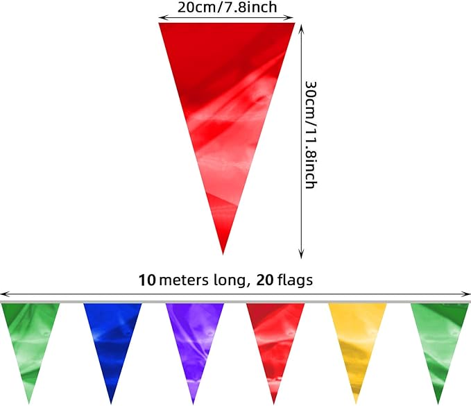 32.8FT Colorful Glitter Triangle Pennant Banner Flag Metallic Bunting Fabric Garland for Christmas Graduation Wedding Engagement Anniversary Bachelorette Birthday Bridal Shower Valentine's Party Decor