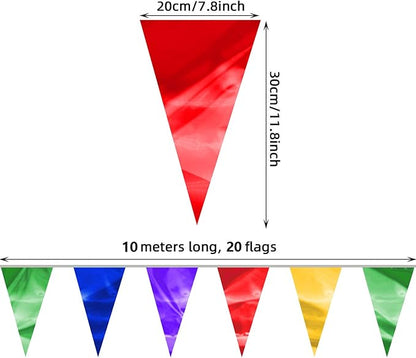 32.8FT Colorful Glitter Triangle Pennant Banner Flag Metallic Bunting Fabric Garland for Christmas Graduation Wedding Engagement Anniversary Bachelorette Birthday Bridal Shower Valentine's Party Decor