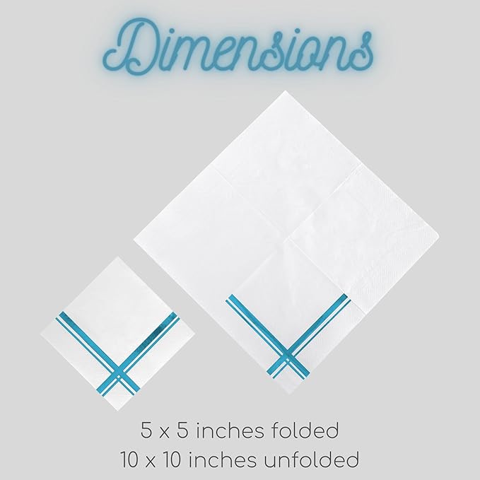 Light Blue on White Cocktail Napkins - 100 Pack, 5" x 5", 3-Ply Paper - Style Name: Blissful Crossing