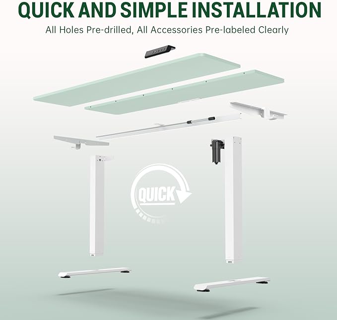 Veken 55 Inch Large Electric Standing Desk, 4 Memory Heights Adjustable,Sit to Stand Up, Work Home Office Computer Table for Study, Walking Pad, Writing, and Games, Wooden Desktop Desks, Green