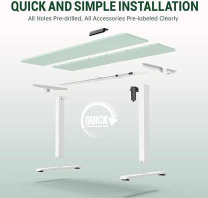 Veken 55 Inch Large Electric Standing Desk, 4 Memory Heights Adjustable,Sit to Stand Up, Work Home Office Computer Table for Study, Walking Pad, Writing, and Games, Wooden Desktop Desks, Green