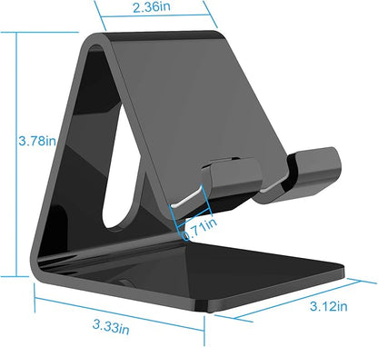 Crpich Acrylic Phone Stand, Ergonomic Design for Apple iPhone and Samsung Galaxy, Compatible with 4-8 Inch Screens, Black