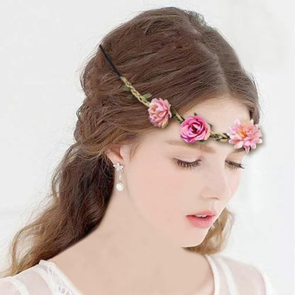 Women Headpieces Collection Accessories - 4PCS Boho Hair Wreaths, Flower Crowns, Tiaras for, Brides, Bridesmaids, Flower Girls, Weddings (A001-4PC)