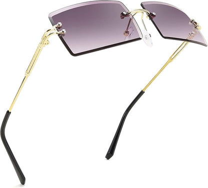 FEISEDY Vintage Rimless Sunglasses Rectangle Frameless Candy Color Glasses Women Men B2642