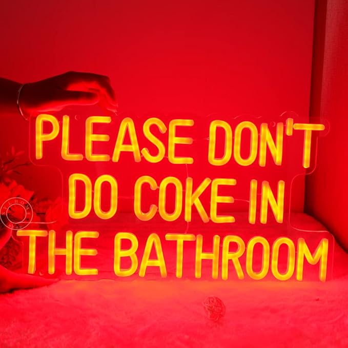 SYLHOME Red Please Don't Do Coke In The Bathroom Led Neon Light Sign Game Room Bedroom Bar Store Wall Decor Sign Birthday Christmas Party Backdrop USB 16.9"X9.2" 5V