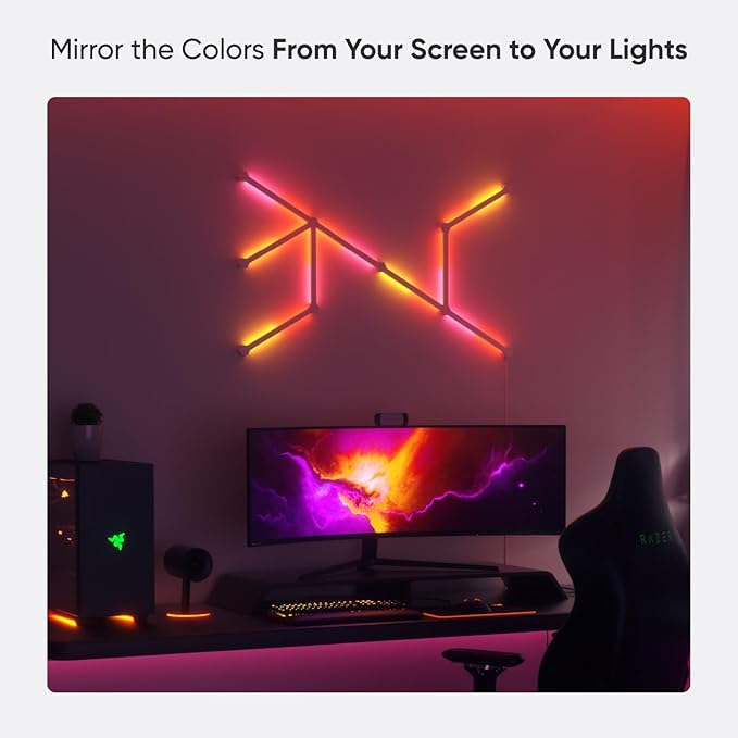 Nanoleaf Lines LED Wall Lights, RGBW Smart Geometry Wall Light Bar with Music & Screen Sync, WiFi Wall Light Panels with Alexa & Google Assistant for Gaming Room, Streaming (Expansion Pack, 3 Lines)