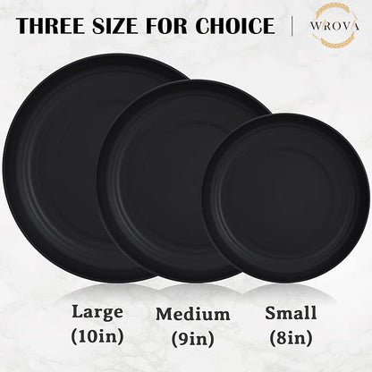 Wrova Wheat Straw Plates - 8 Inch Unbreakable Dinner Plates Set of 8 - Dishwasher & Microwave Safe Plastic Plates Reusable - Lightweight Plates for kitchen,R.V (Classic Series)