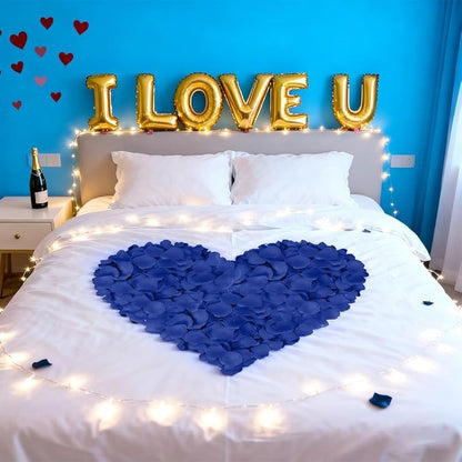 Rose Petals 2000pcs Artificial Silk Blue Rose Petals Flower Petals Fake Faux Roses Petal for Romantic Night Roses Petal Decorations for Wedding Proposal Anniversary Valentine's Day Flower Decorations