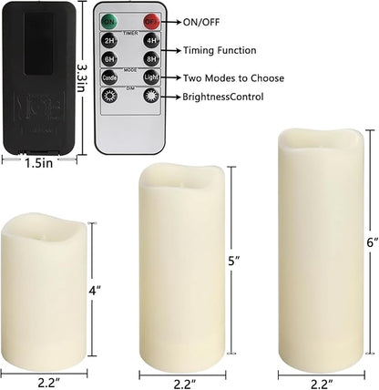 Set of 24 Waterproof Outdoor Flameless Candles, LED Candles with 4 Remote and Timer,(H 4" 5" 6" x D 2.2"),for Christmas,Halloween,Wedding,Festival