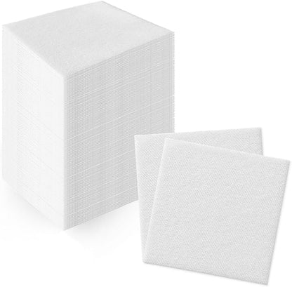 PAW - 100-Pack Disposable Linen-Feel Cocktail Napkins 4" x 4", White Premium Paper Desert Napkins for Parties, Events, Elegant Cloth-Like Beverage Napkins For Bars, Restaurants, Catereres