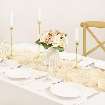 MLMC Beige Cheesecloth Table Runner 10ft Cream Rustic Gauze Cheese Cloth Table Runner 35x120 Inches Sheer Cloth Centerpiece for Wedding Baby Bridal Shower Christmas Home Decor