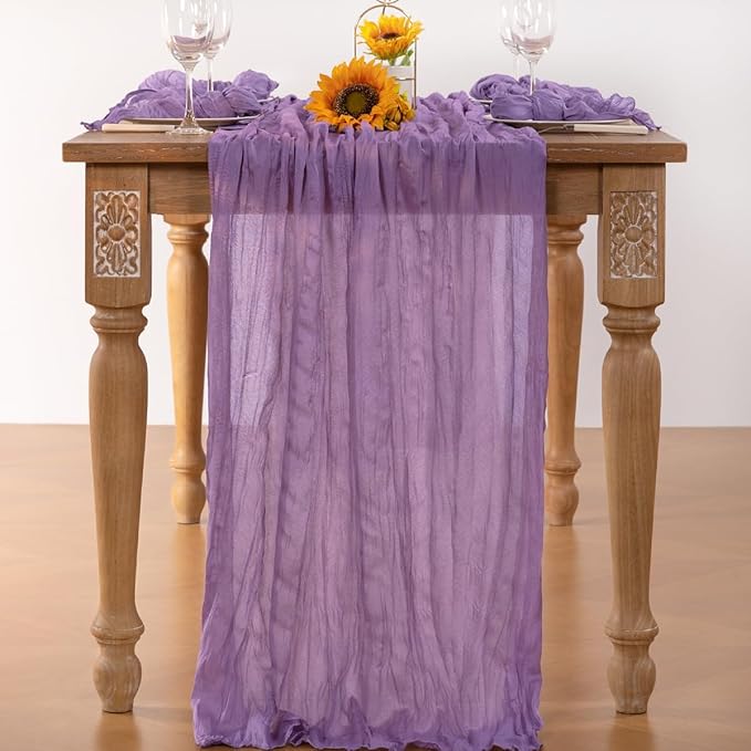 Lavender Purple Cheesecloth Table Runner 10 Pack Christmas Table Runners Boho Gauze 120 Inches Cheese Cloth Table Decor for Xmas Holiday Season Parties Wedding Bridal Baby Shower Birthday