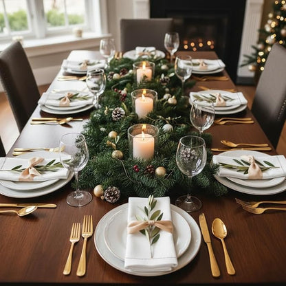 D'Moksha Homes White Linen Napkins Set of 4 - Classic Hemstitch 100% Pure Linen Hemstitch Dinner Napkins 20 x 20 Inch for Winter, Christmas, Holiday - Handcrafted and Machine Washable