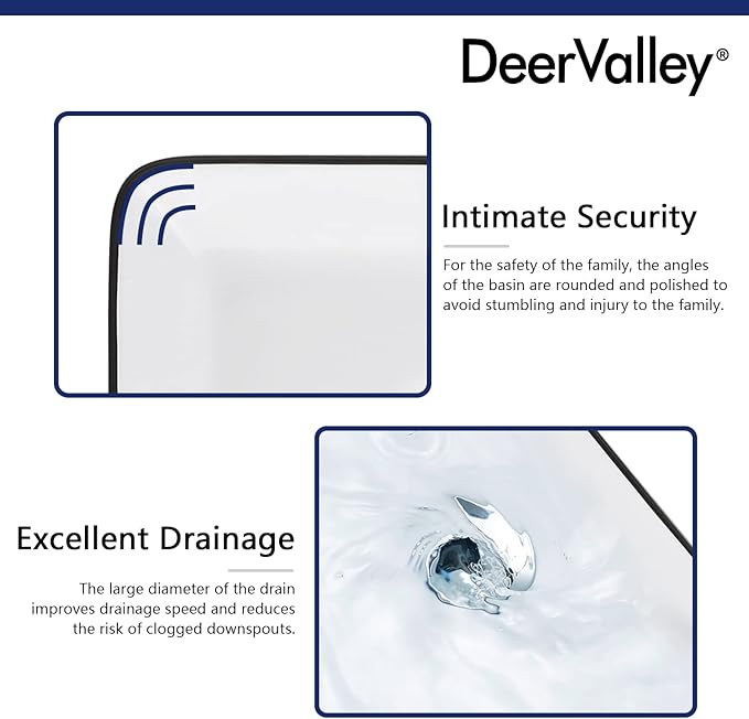 DeerValley 19x15 Inch White and Black Rectangular Vessel Sink, Porcelain Ceramic Above Counter Bathroom Vanity Basin, Modern Art Design, DV-1V0002