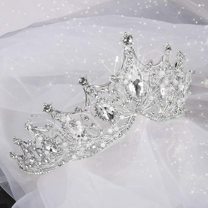 COCIDE Silver Crown for Women Baroque Queen Crown and Tiara for Women Crystal Headband Mermaid Crown Princess Tiaras Hair Accessories for Bride Party Bridesmaids Halloween Costume Cos-play Gift
