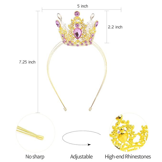 VELSCRUN Gold Purple Crystal Tiara Headband, Crowns for Women, Princess Girls Tiaras, Royal Queen Crown Princess Quinceanera Headpieces for Birthday Prom Bride Wedding Pageant Party Hair Band