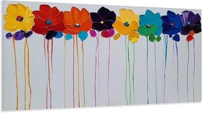 YHSKY ARTS Cololful Flower Painting Vibrant Floral Art for Home Decor