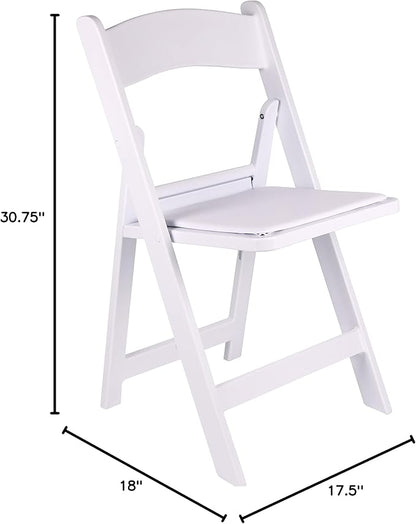 BTEXPERT White Resin Folding Event Chairs - Set of 4, 1000 lb Weight Capacity, Padded Seats, Stackable, Lightweight & Durable Indoor/Outdoor for Home Dining Party Wedding Picnic Camping Church