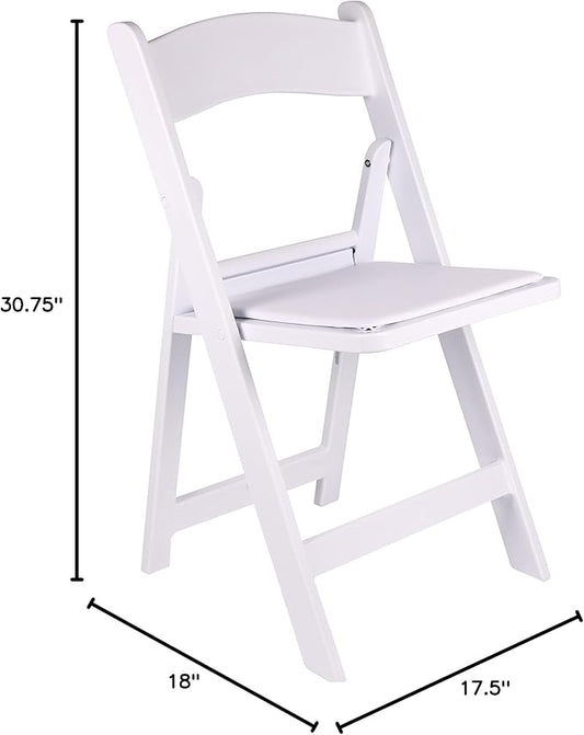 BTEXPERT White Resin Folding Event Chairs - Set of 4, 1000 lb Weight Capacity, Padded Seats, Stackable, Lightweight & Durable Indoor/Outdoor for Home Dining Party Wedding Picnic Camping Church