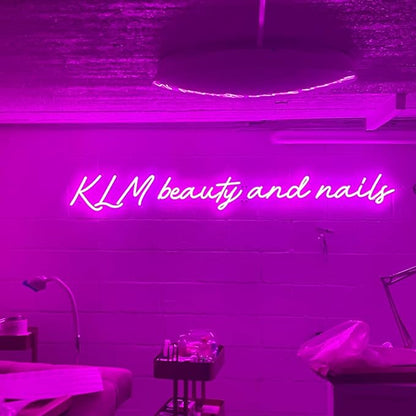 Custom Neon Sign, LED Light up Neon Name Sign Personalized for Wall Decor, Illuminated Neon Light Sign Customizable for Birthday Wedding Party Events, Bar Nails Business, Home Bedroom, Gifts-(16-60")
