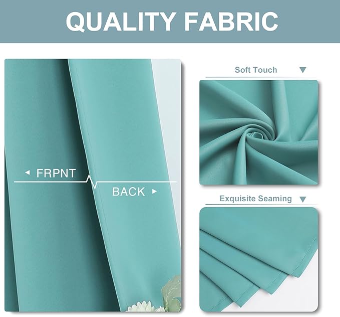 ChrisDowa Blackout Curtains 80 Inches Long for Doorways and Closets, Thermal Insulated Temporary Room Dividers (1 Panel, Aqua, 42 x 80 Inch)