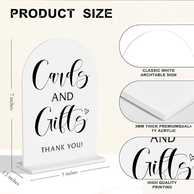 Cards And Gifts Sign,Gift Table Sign, Wedding Signs for Wedding Bridal Shower Ceremony Reception Event Party Acrylic Decor