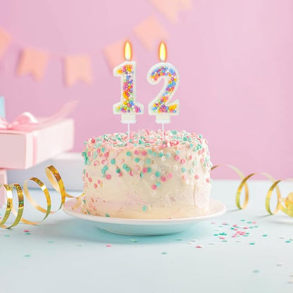 12th Birthday Candle for Cake, Colorful Macaron Numeral Candles for Boys/Girls, Theme Birthday Party Cake Decorations, Cake Topper for Birthday Party Supplies (Number 12)