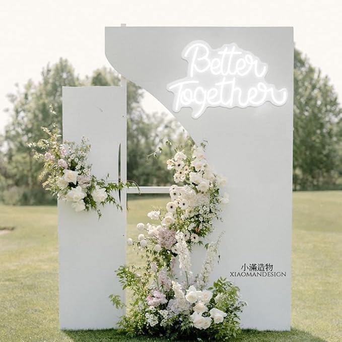 Better Together Neon Sign for Wall Decor Neon Lights for Teen Bedroom Decor Art Light Up Sign LED Neon Signs for All Party Reunion Decoration USB 21.7x13.8 Inch (white)