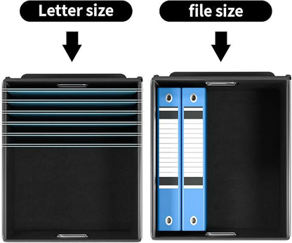 Huolewa File Organizer Boxes with Lids, Collapsible Linen Hanging Filing & Storage Boxes with Plastic Slide for Office/Decor/Home, Filling System for File/Folders/Document Storage -2 Pack
