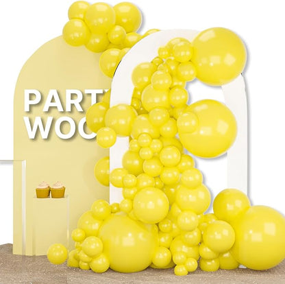 PartyWoo Yellow Balloons 155pcs Different Sizes of 18 12 10 5 Inch Matte Yellow Latex Balloon Arch Kit Garland for Easter Bee Baby Shower Sunflower Birthday Graduation Party Decorations Yellow-Y55