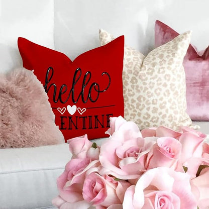 Buffalo Plaid Valentine's Day Pillow Covers 16x16 Set of 4 - Polka Dot Red Heart With Bow Love Truck Decorative Throw Pillows G169-16