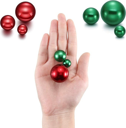 Hicarer 120 Pieces Pearl for Vase Filler Pearl Bead Vase Centerpieces Brush Holder Assorted Round Faux Bead for Crafting, Home Wedding Table Decor 14/20/30 mm(Green, Bright Red)