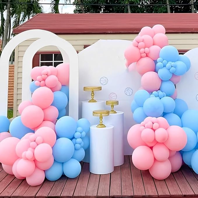 Pink and Blue Balloons, 50 Pcs 12 Inch Pink Blue Party Balloons With Pink Blue Latex Balloon Ribbon Pink blue Balloons for Birthday Baby Shower Gender Reveal Wedding Party Decoration