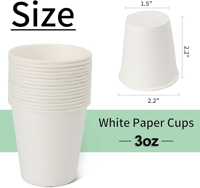 300 Count 3 oz Disposable Mouthwash Cups, Small Paper Cups, Bathroom Paper Cups, Ideal for Parties and Everyday Use