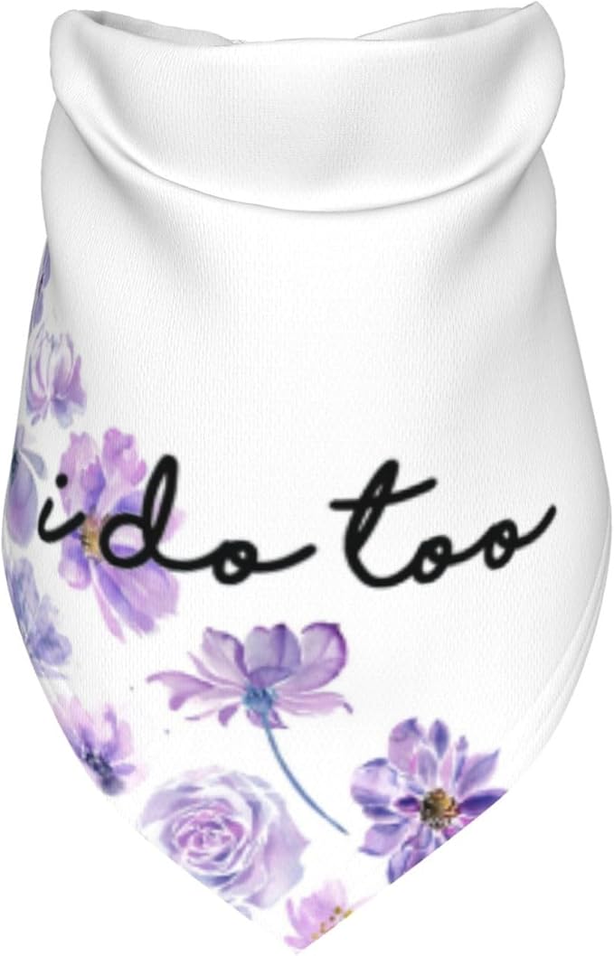 I Do Too Dog Wedding Bandana,Married Puppy Pet Bandanas Accessories,Wedding Photo Prop for Dog Lover Pet Scarf Accessories (Purple Flowers)