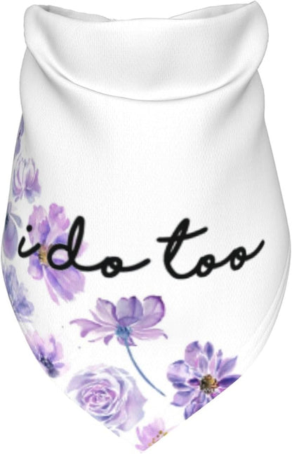I Do Too Dog Wedding Bandana,Married Puppy Pet Bandanas Accessories,Wedding Photo Prop for Dog Lover Pet Scarf Accessories (Purple Flowers)