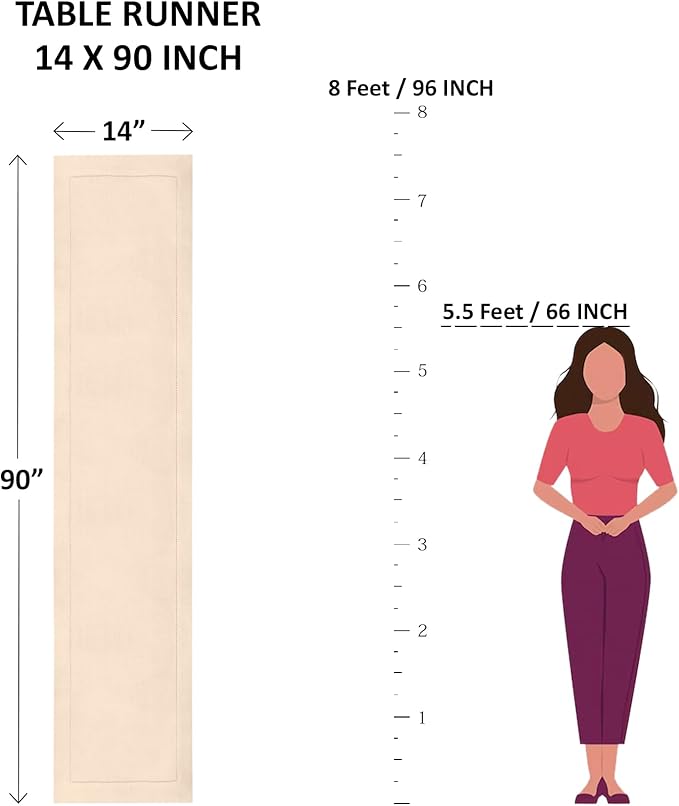 Solino Home Linen Table Runner 90 Inches Long - Chambray Brown and White 100% Pure Linen 14 x 90 Inch Table Runner for Dining, Fall, Autumn, Thanksgiving - Contempo