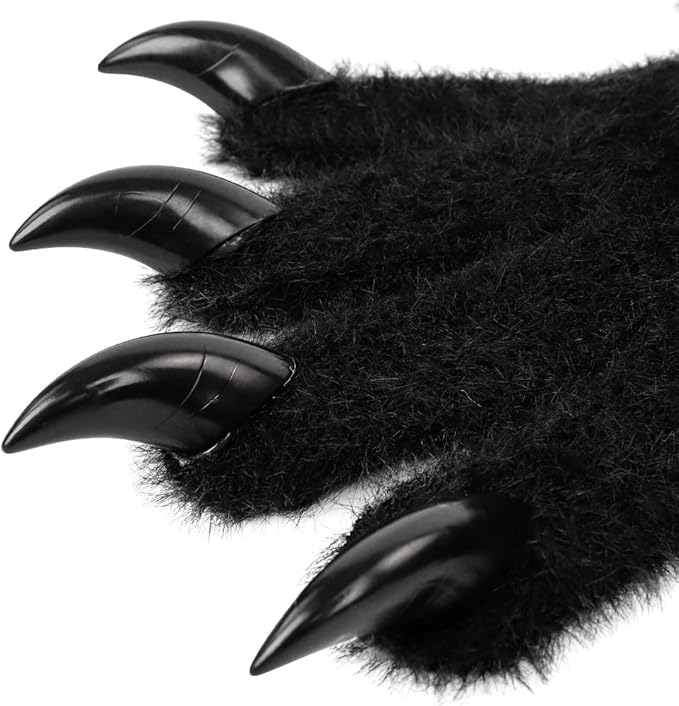 Faux fur wolf paw gloves with non-slip cat pad three-piece set, suitable for cosplay, Christmas, and Halloween party costumes