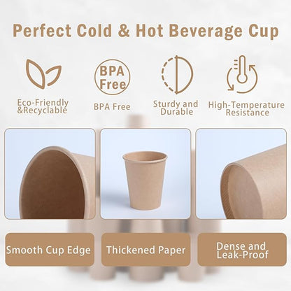 Lamosi 180 Count 16 oz Kraft Paper Cups, Disposable Paper Coffee Cups, 16 Ounce Drinking Cups, Water Cups for Party Picnic Cafe & Bar Use