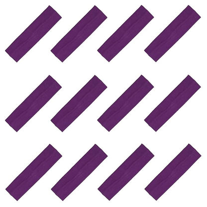 Kenz Laurenz Soft and Stretchy Elastic Cotton Headbands, Pack of 12, Purple