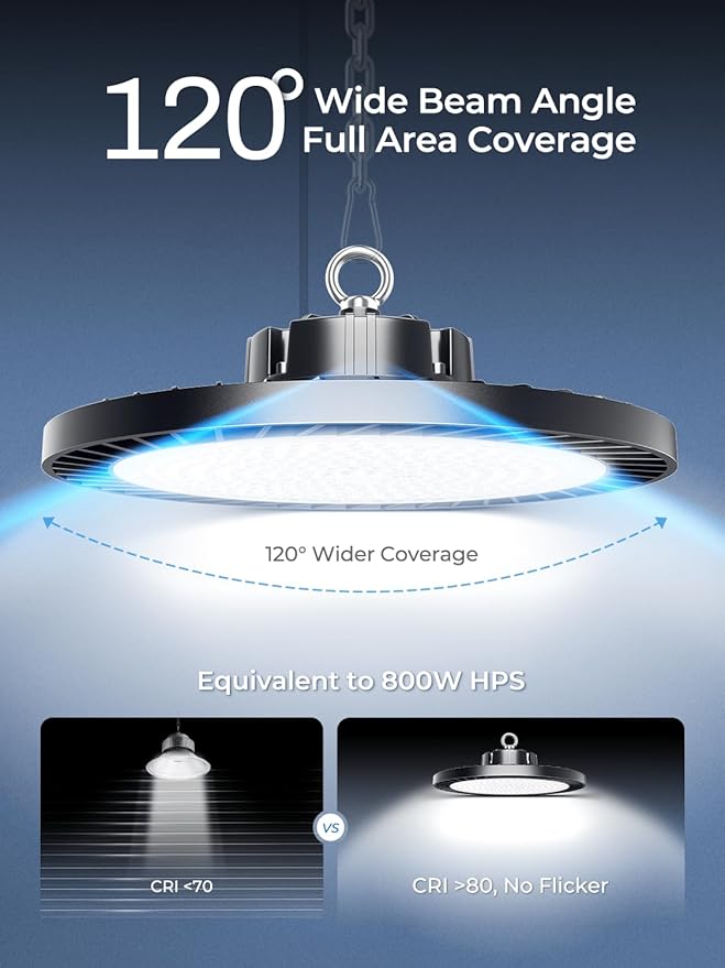 Super Bright 300W High Bay Led Shop Lights 2Pack| 5000K 45000LM UFO Led High Bay Light With 5ft Cable Hanging Hook Safe Rope| Shop Light & Garage Lighting Lights For Factory Workshop Warehouse
