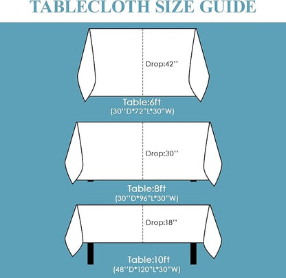 VidaFete Table Cloth 6 Pack 90*156inch Rectangle Tablecloth Polyester, Stain Resistant and Wrinkle Polyester Dining Table Cover for Kitchen Dinning Party Wedding Rectangular Tabletop Decoration(White)