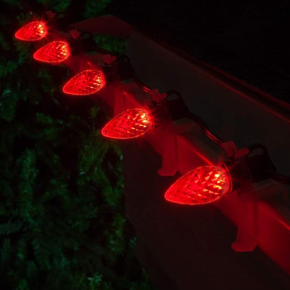 Wintergreen Lighting Set of 100 C7 OptiCore Red Commercial LED String Christmas Lights, Outdoor Christmas House Lights; Green Wire (100 ft)
