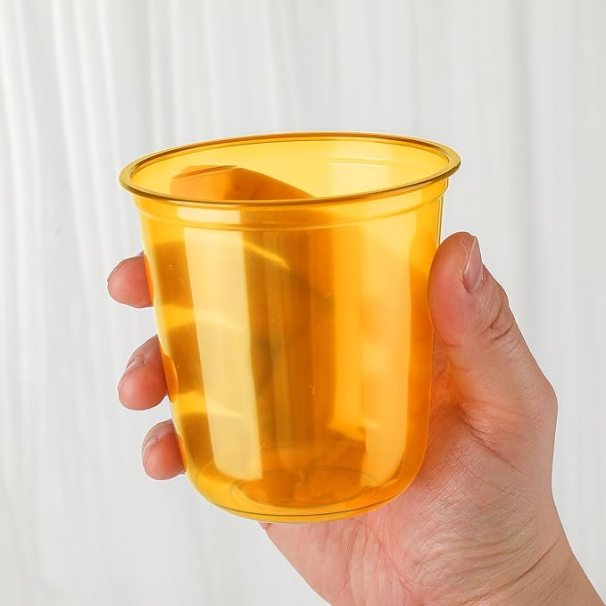 50pcs 12oz Disposable Stemless Glasses,PET Disposable Drinking Cups,Cold Party Clear Plastic Wine Glasses for Parties Birthday,Wedding,Meeting,Christmas Party Supplies. (Orange)