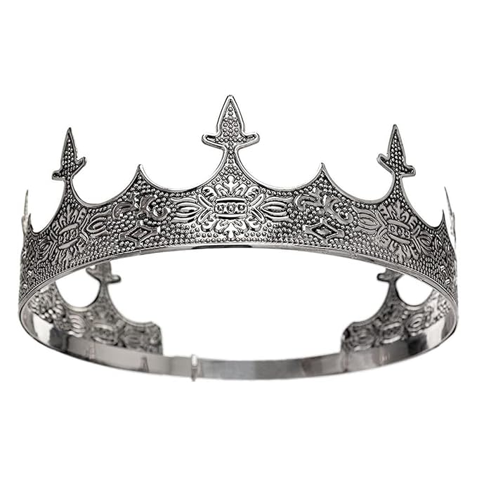 King Crowns Metal Hair Band for Men Gold Crowns and Tiara for Theme Birthday Party Costume Accessories