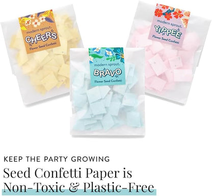 Modern Sprout Plantable Seed Paper Confetti Poppers Refill Packs (12 Pack/100pc) - Plastic-Free Refill for Creative Gardening - Wildflower Seeds for Kids Garden Party Favors & Birthday Poppers -Yippee