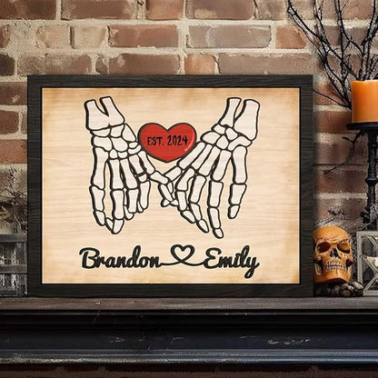 Personalized Forever My Boo Wooden Sign, Wedding Halloween Decorations, Couple Hand Skeleton Wooden Frame, Gothic Decor, Boo Sign, Custom Names For Couples Ghost Wood Sign, Birthday Gift for Boyfriend Girlfriend 3