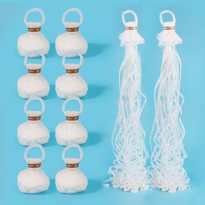 10Pack Streamer Poppers, No Mess White Paper Crackers, Hand Throw Confetti Streamers for Birthday, Wedding, Party Celebrations