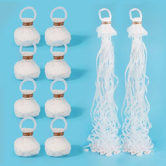 10Pack Streamer Poppers, No Mess White Paper Crackers, Hand Throw Confetti Streamers for Birthday, Wedding, Party Celebrations